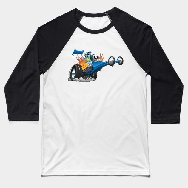 Top Fuel Dragster Cartoon Baseball T-Shirt by hobrath